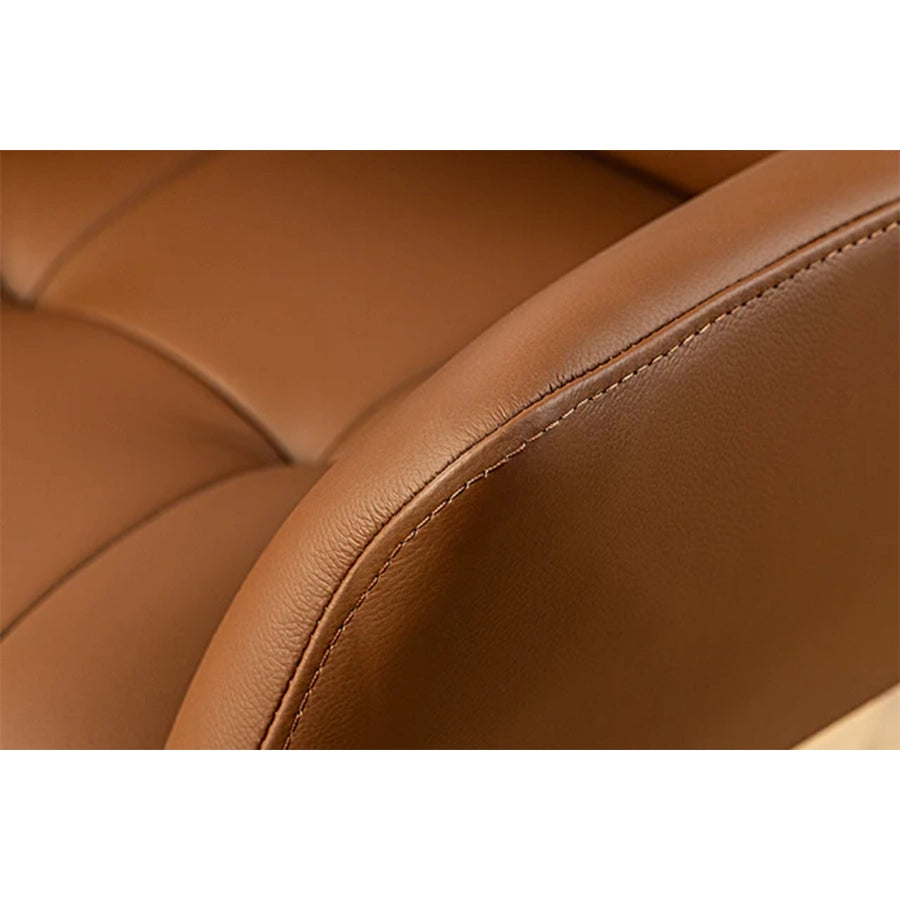 Scaun dining rotativ maro din piele Signature