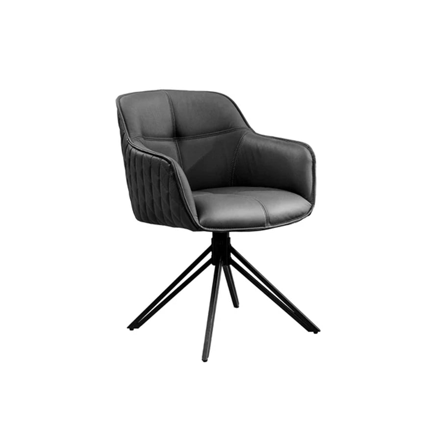 Scaun dining rotativ negru din piele Euphoria