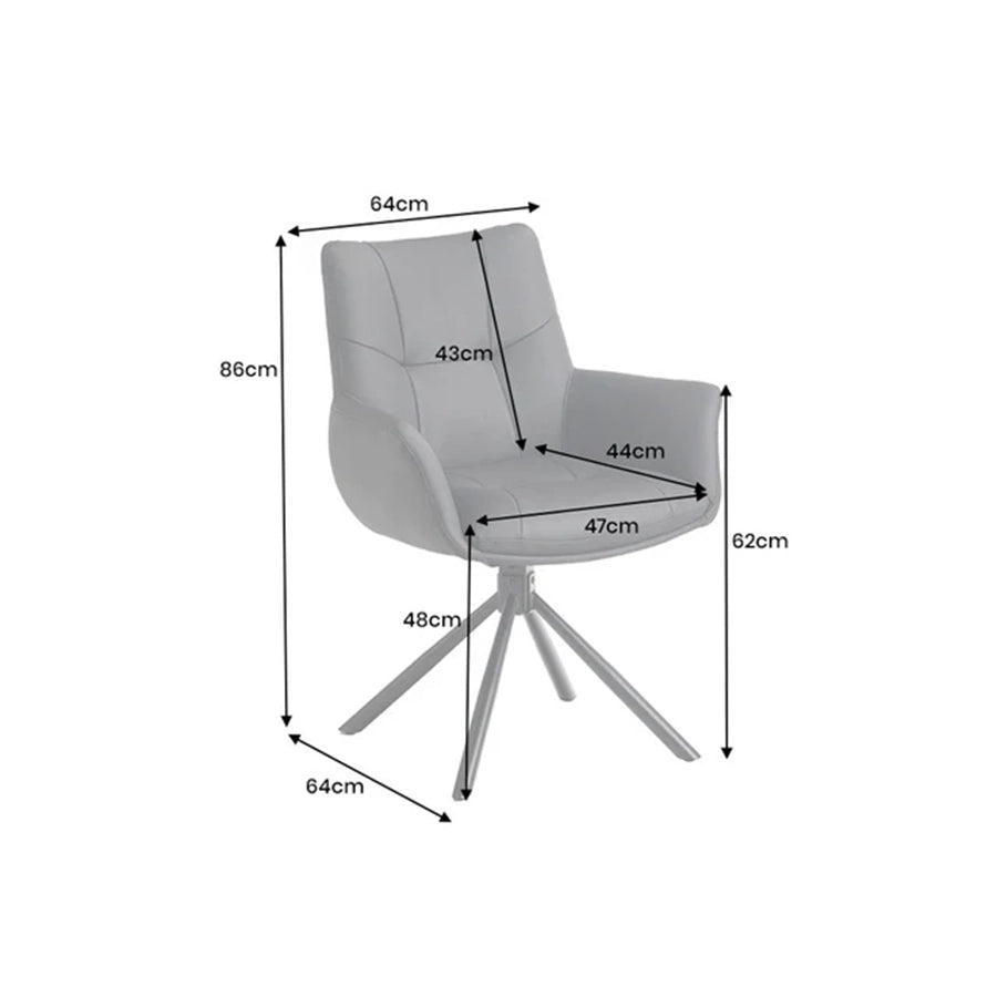 Scaun dining rotativ negru din piele Signature