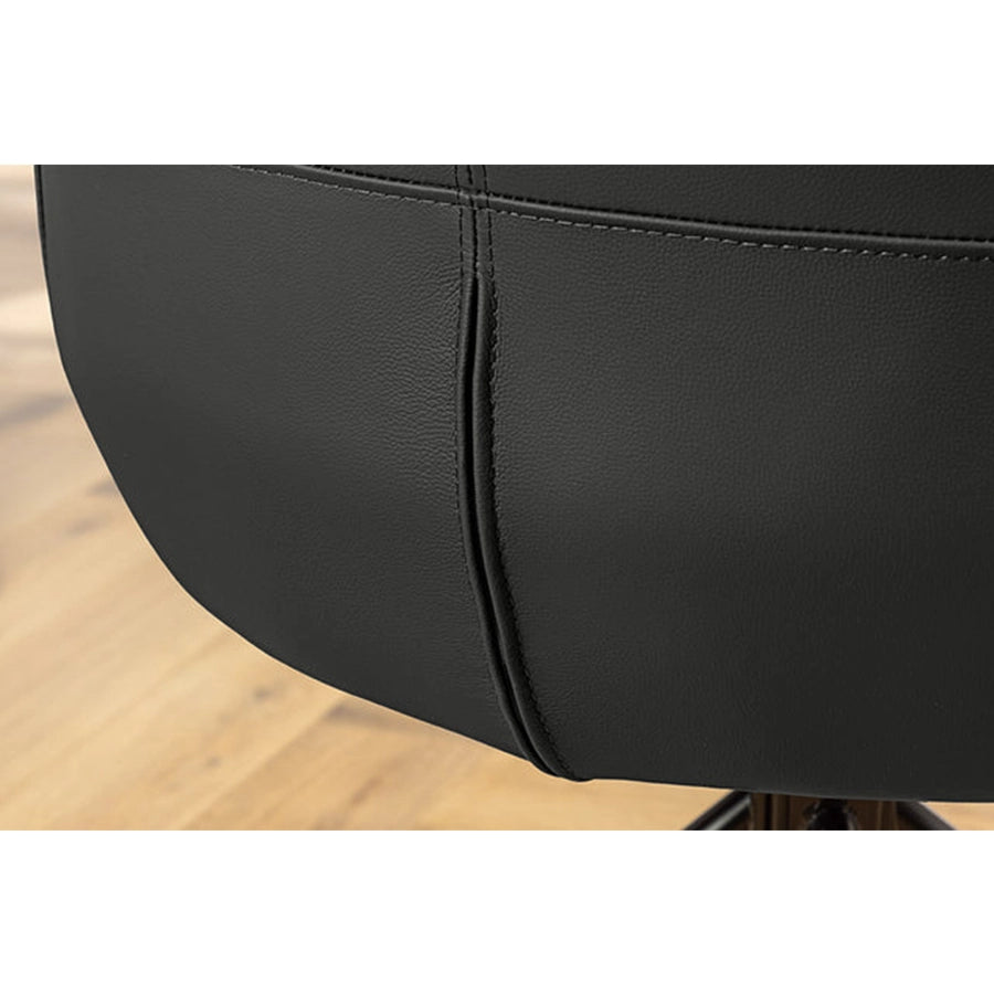 Scaun dining rotativ negru din piele Signature