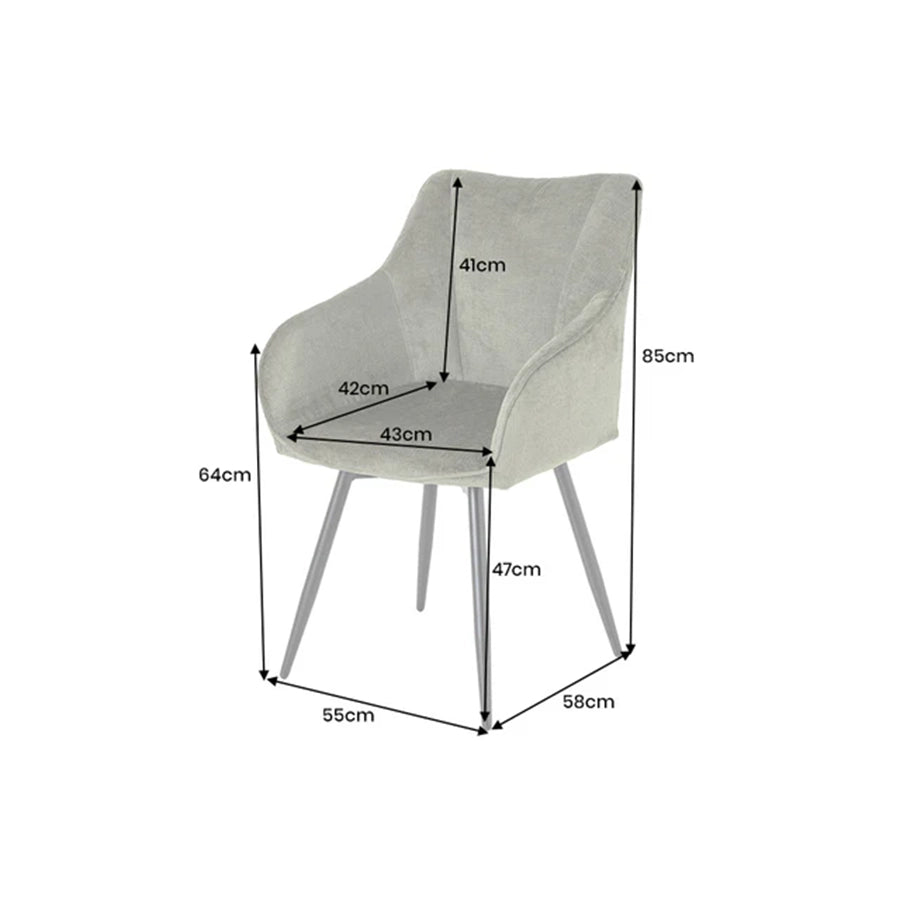 Scaun dining rotativ verde din chenille Avignon