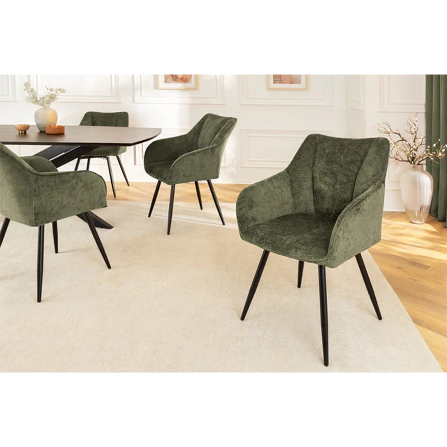 Scaun dining rotativ verde din chenille Avignon