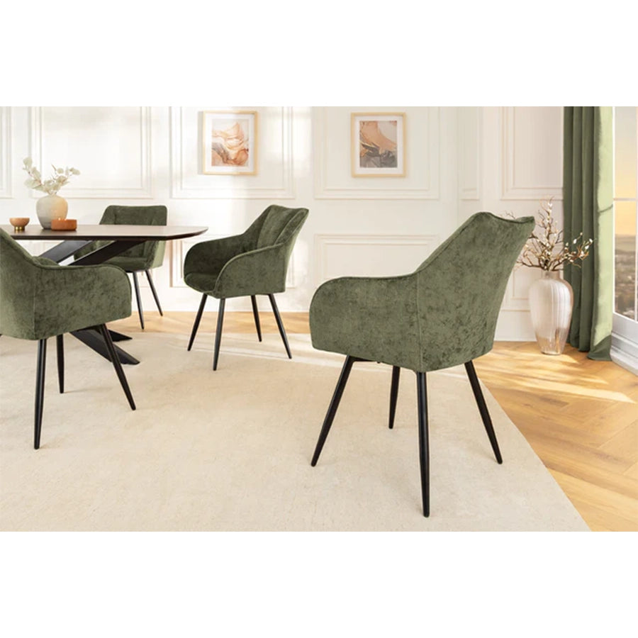 Scaun dining rotativ verde din chenille Avignon