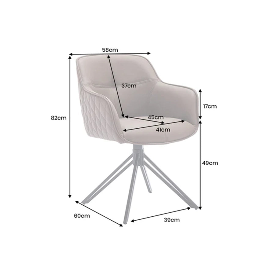 Scaun dining rotativ verde din piele Euphoria