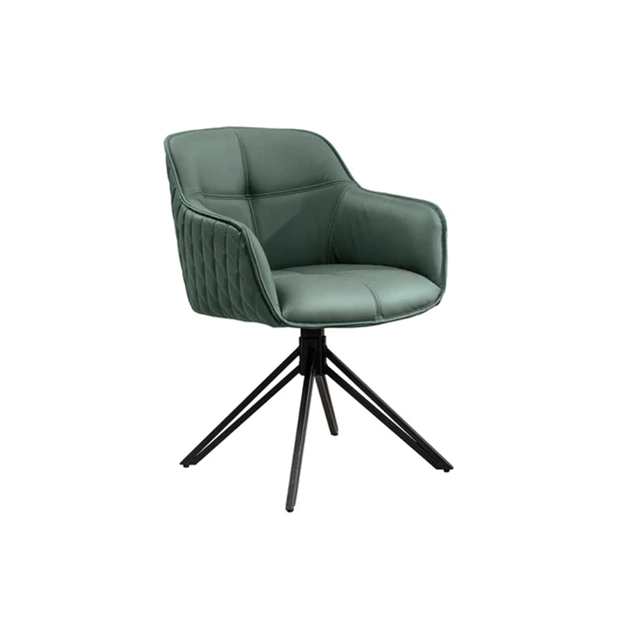 Scaun dining rotativ verde din piele Euphoria