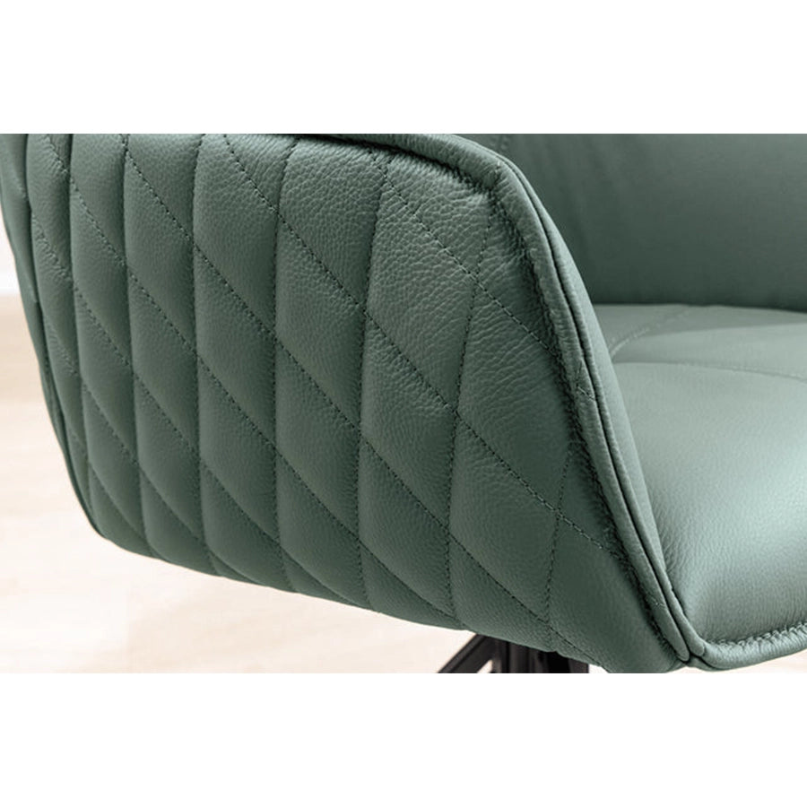 Scaun dining rotativ verde din piele Euphoria