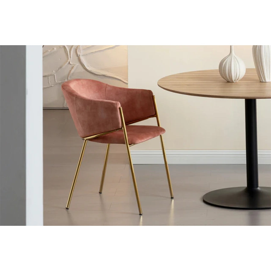 Scaun dining roz din catifea Noblesse