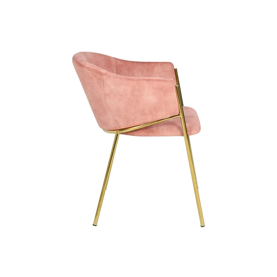Scaun dining roz din catifea Noblesse