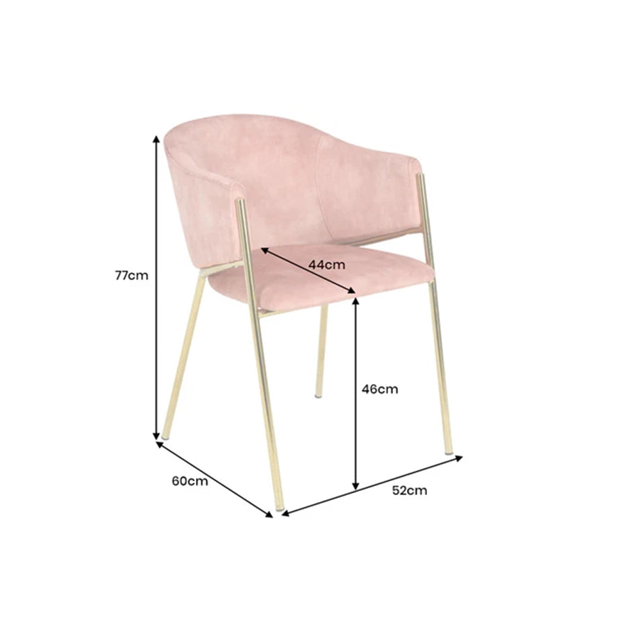 Scaun dining roz din catifea Noblesse