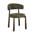 Scaun dining verde cu picioare cu aspect de nuc Durres