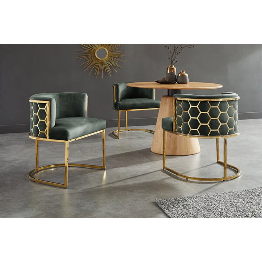 Scaun dining verde din catifea Elegance