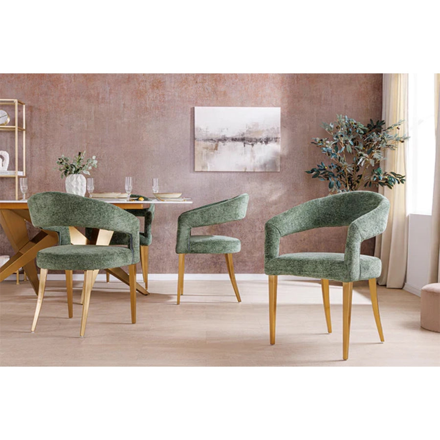 Scaun dining verde din textil Boutique