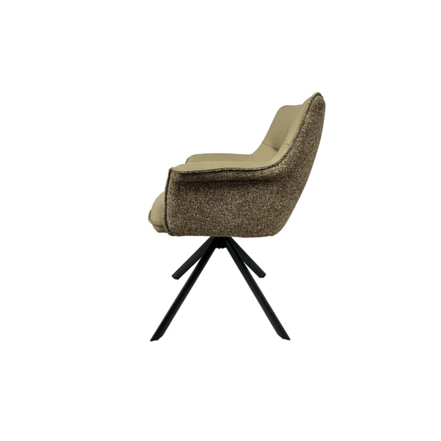 Scaun grej rotativ din piele si textil Le Grand