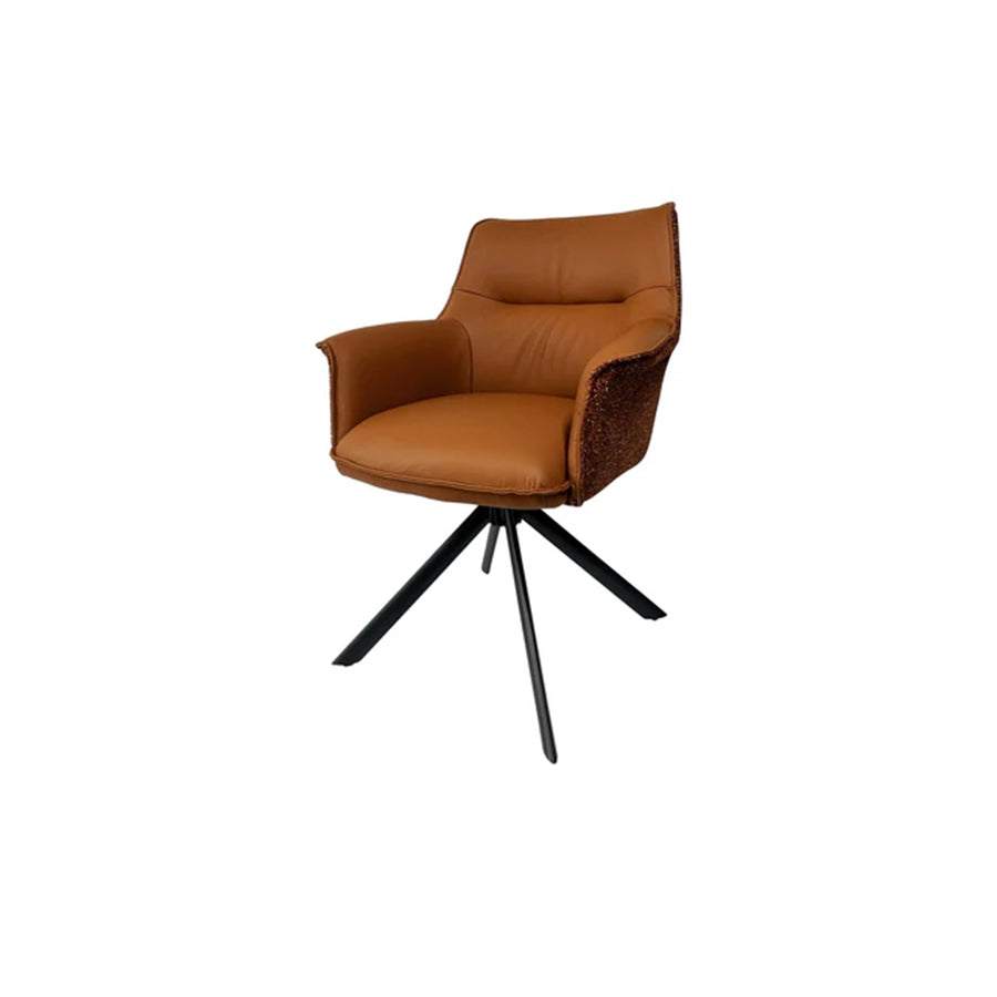 Scaun maro rotativ din piele si textil Le Grand