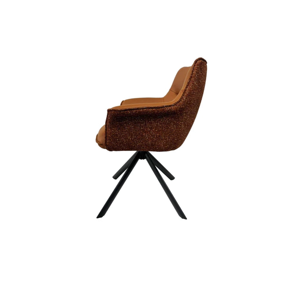 Scaun maro rotativ din piele si textil Le Grand