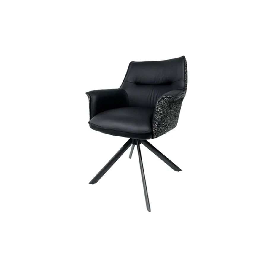 Scaun negru rotativ din piele si textil Le Grand