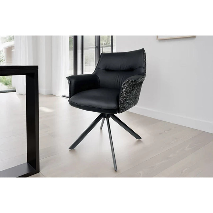 Scaun negru rotativ din piele si textil Le Grand