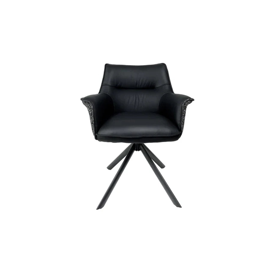 Scaun negru rotativ din piele si textil Le Grand