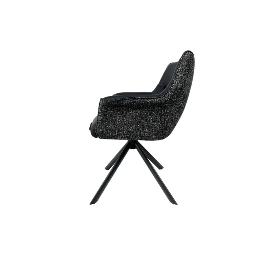 Scaun negru rotativ din piele si textil Le Grand