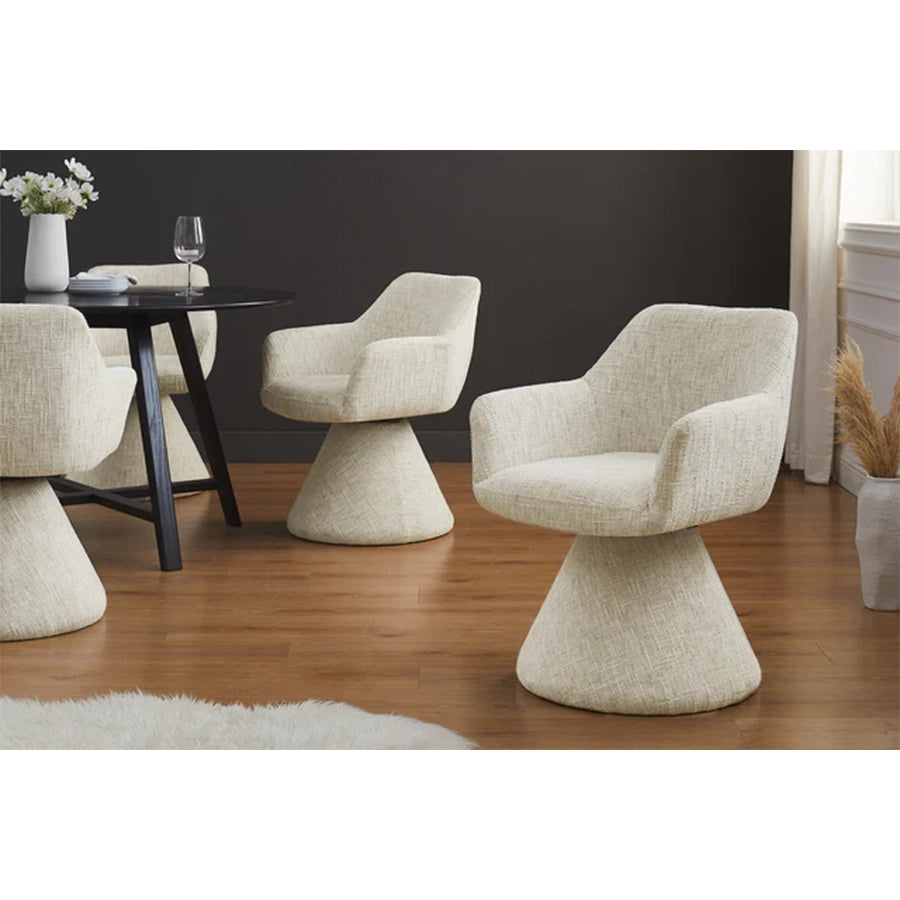 Scaun rotativ bej din chenille Ambiento