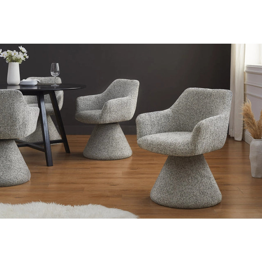 Scaun rotativ gri din chenille Ambiento