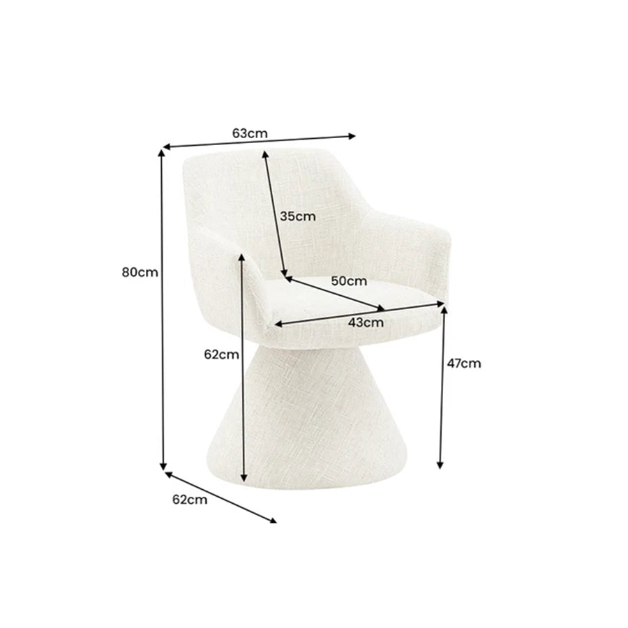 Scaun rotativ gri din chenille Ambiento