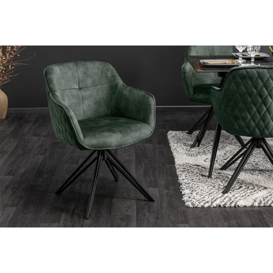 Scaun rotativ verde inchis din catifea Euphoria Invicta Interior