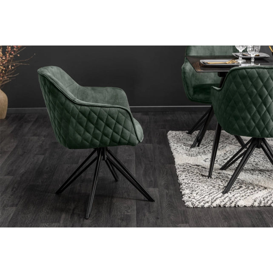 Scaun rotativ verde inchis din catifea Euphoria Invicta Interior