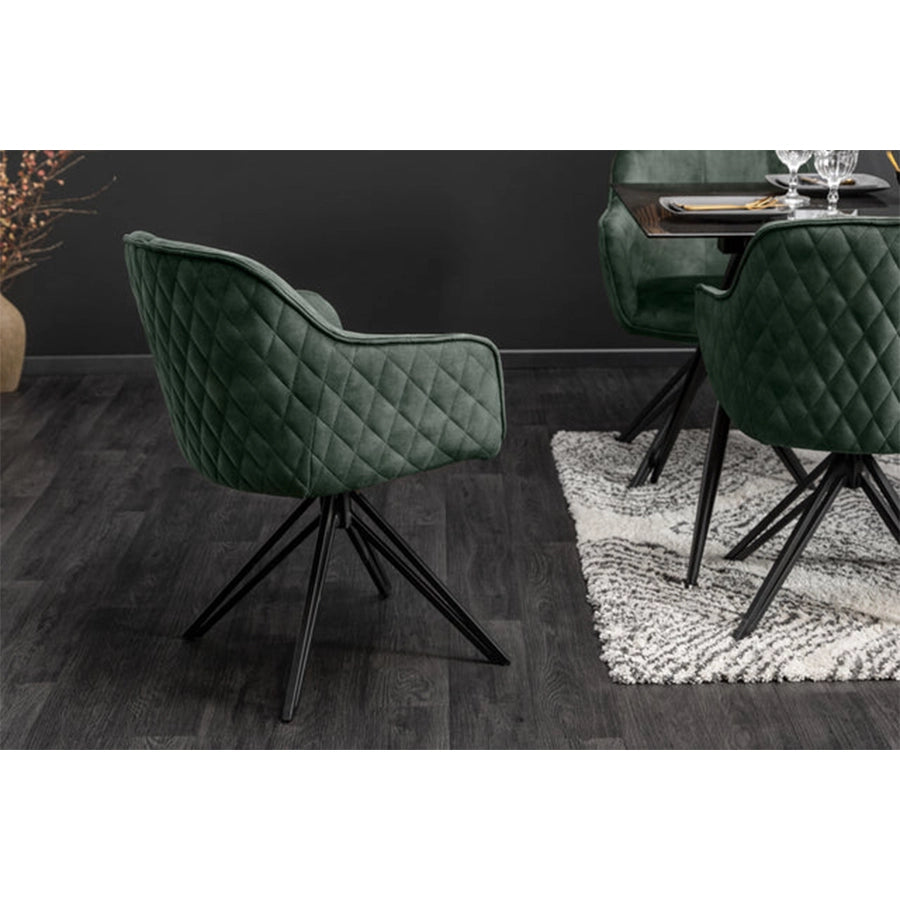 Scaun rotativ verde inchis din catifea Euphoria Invicta Interior