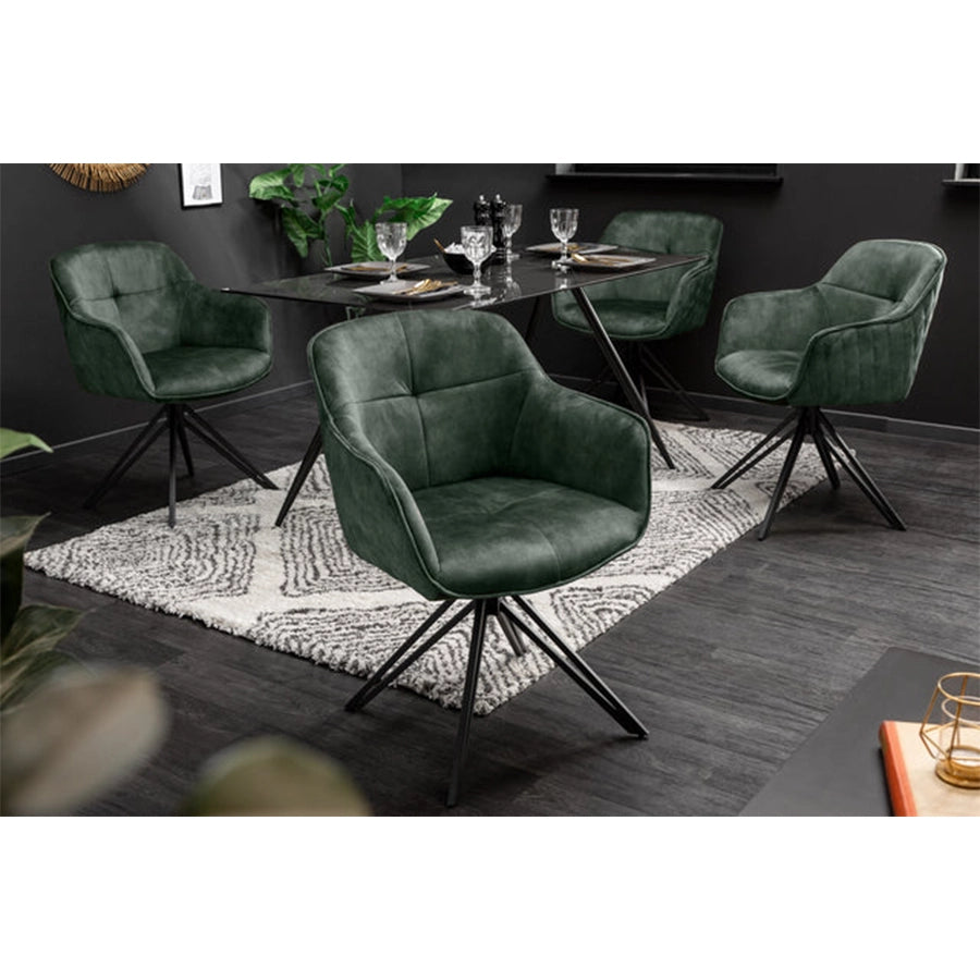Scaun rotativ verde inchis din catifea Euphoria Invicta Interior