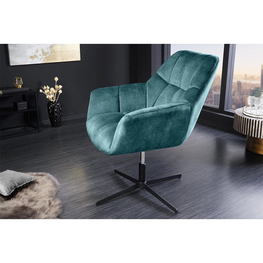 Scaun turcoaz rotativ din catifea Papillon