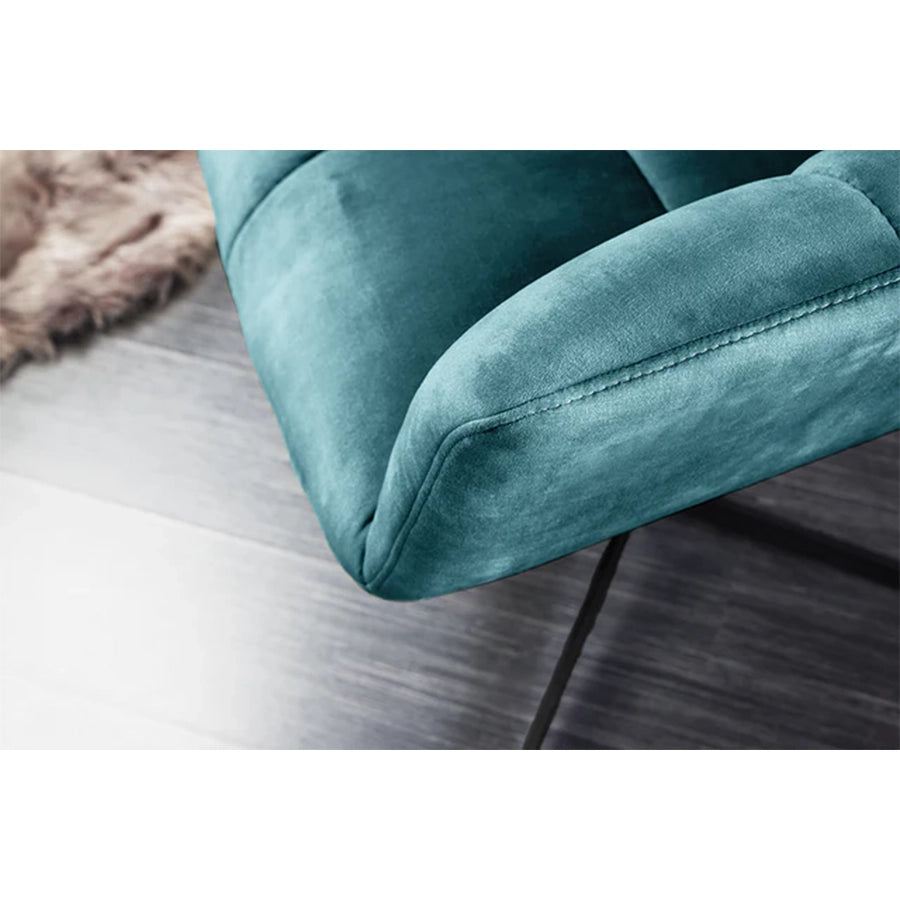 Scaun turcoaz rotativ din catifea Papillon