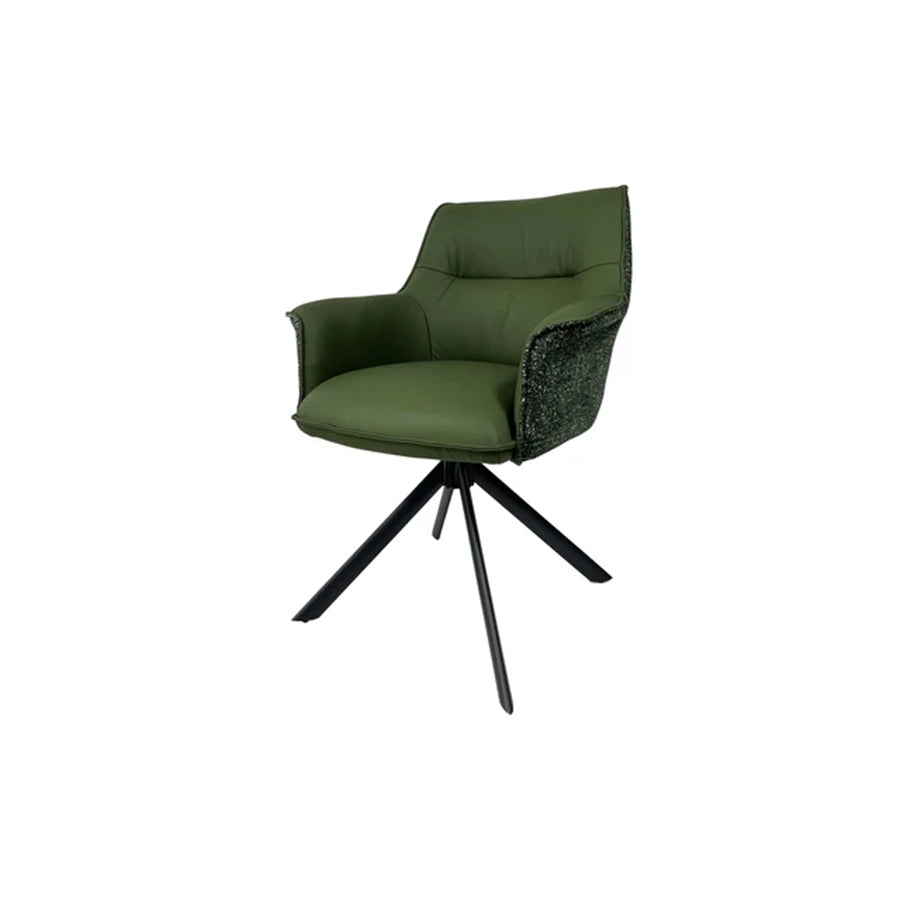 Scaun verde rotativ din piele si textil Le Grand