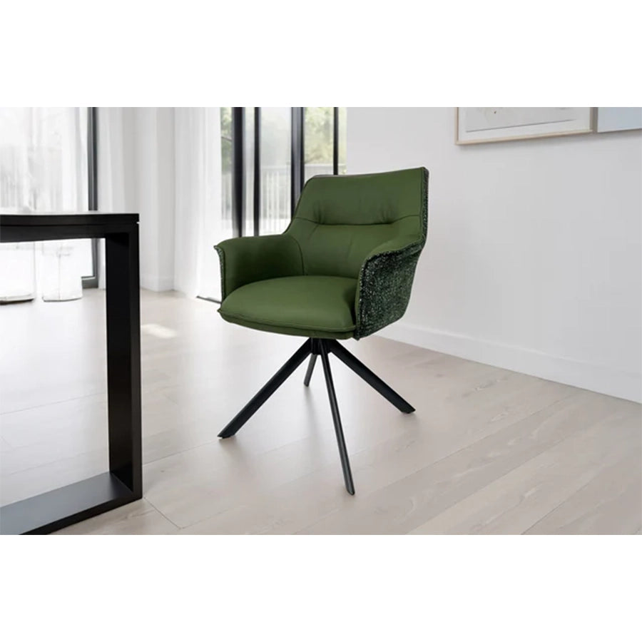 Scaun verde rotativ din piele si textil Le Grand