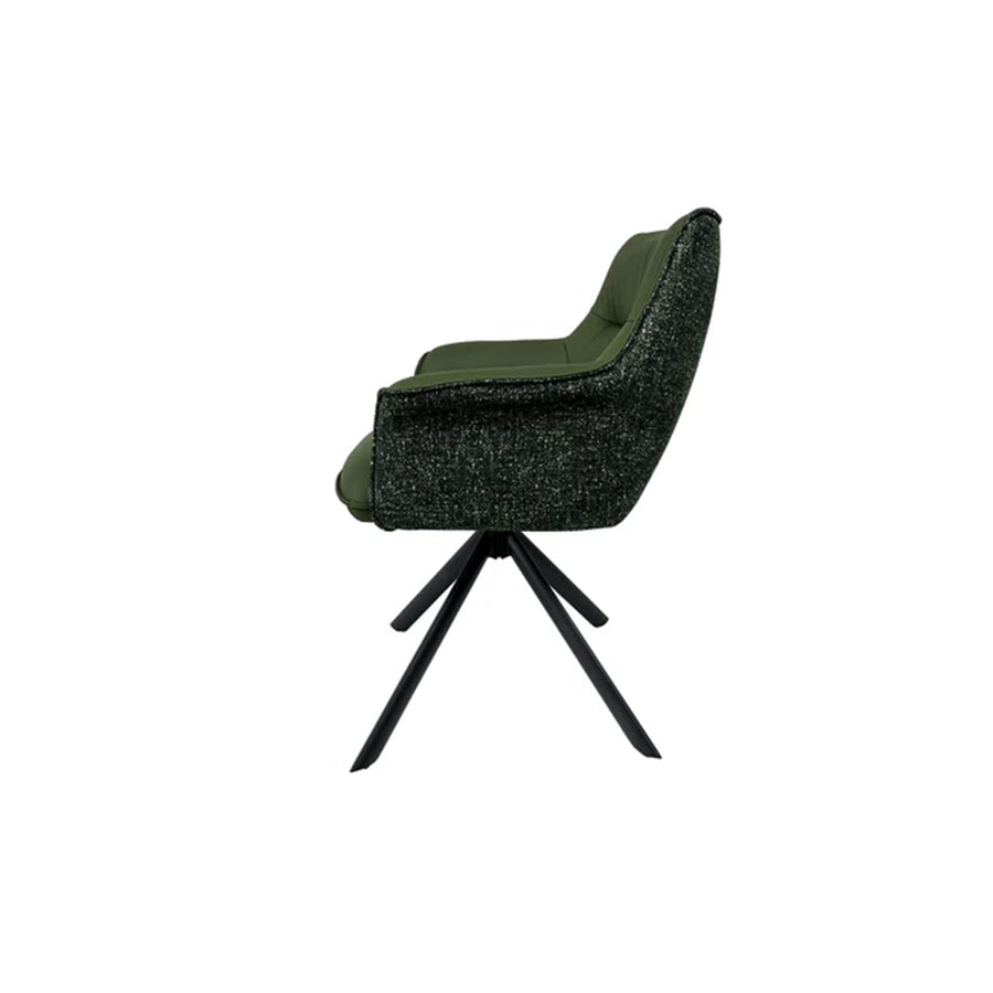 Scaun verde rotativ din piele si textil Le Grand