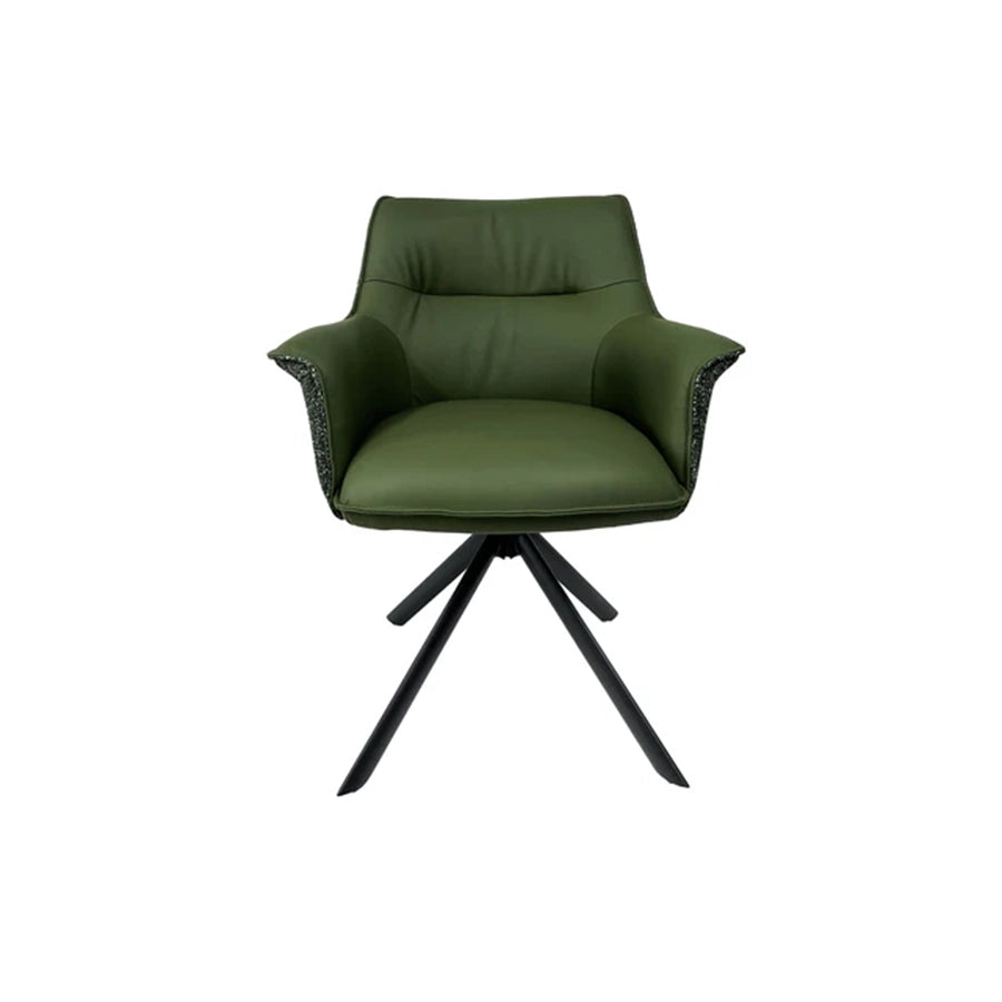 Scaun verde rotativ din piele si textil Le Grand
