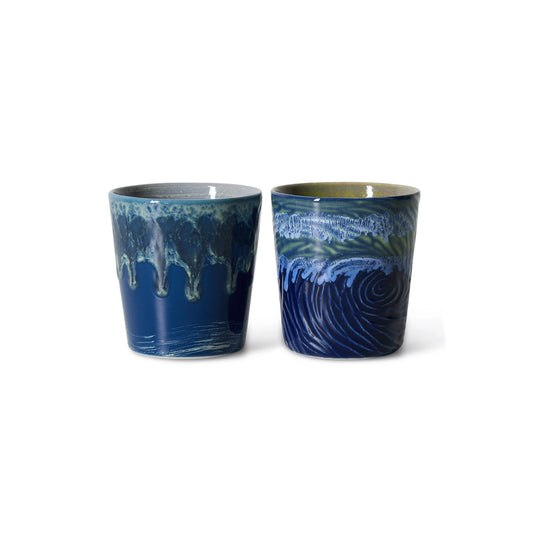Set de 2 cani albastre din ceramica 70s Van Gogh