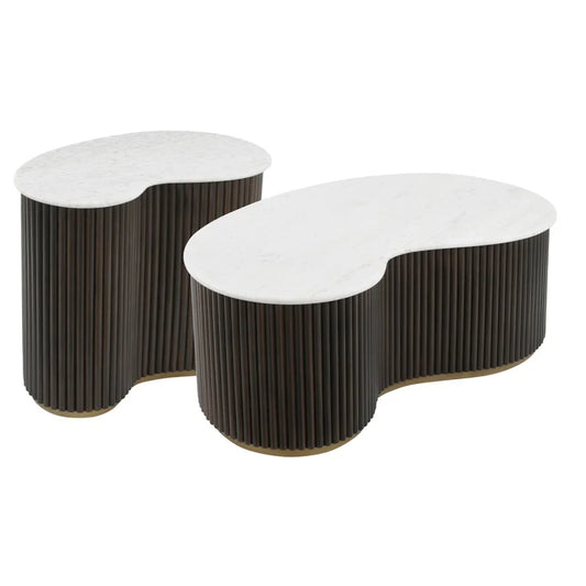 Set de 2 mese cafea maro din marmura Mayfield