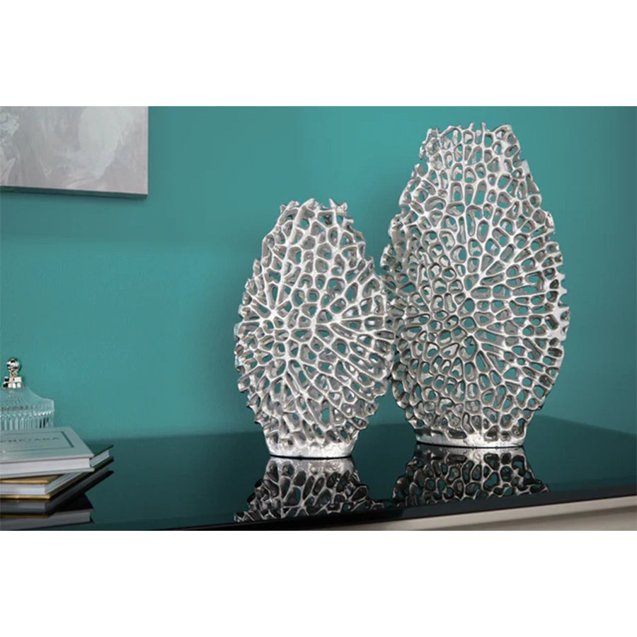 Set de 2 vaze silver din metal Leaf Invicta Interior