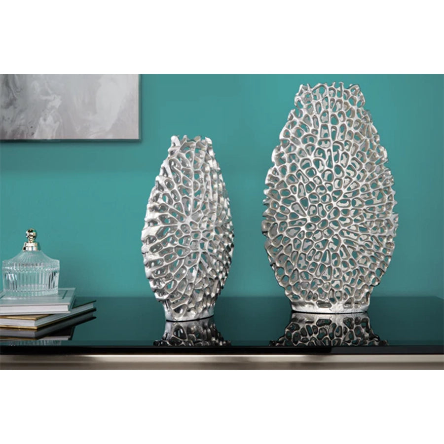 Set de 2 vaze silver din metal Leaf Invicta Interior