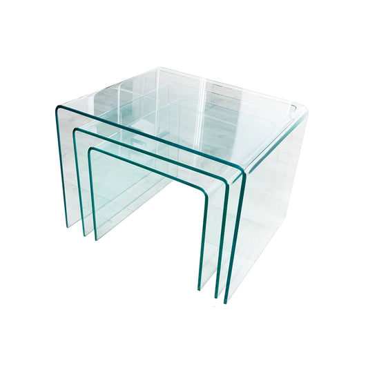 Set de 3 masute cafea din sticla Fantome