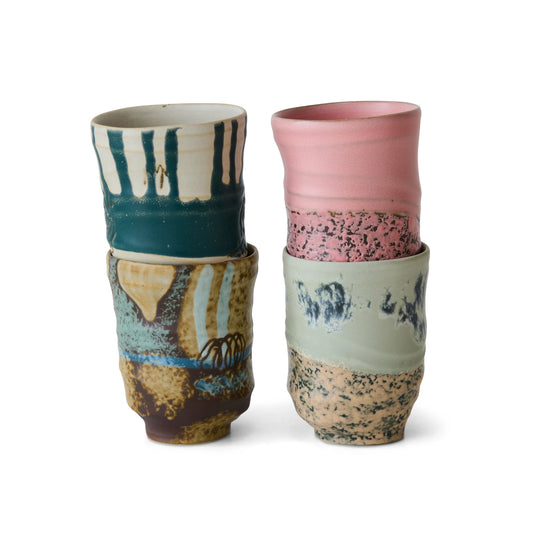 Set de 4 cani multicolore din ceramica Artist