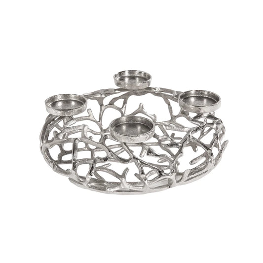 Suport silver pentru lumanari 38 cm Abstract