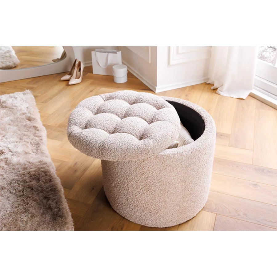 Taburet bej champagne boucle 50 Storage