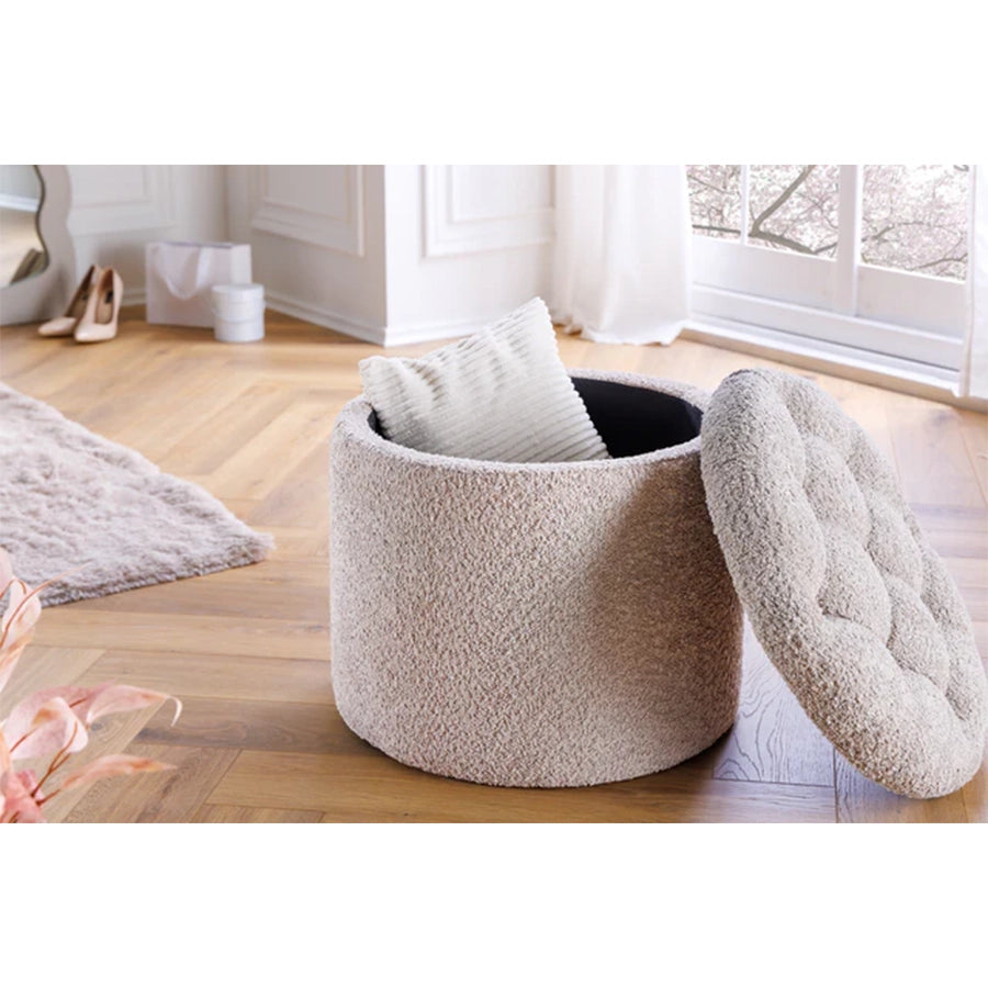 Taburet bej champagne boucle 50 Storage