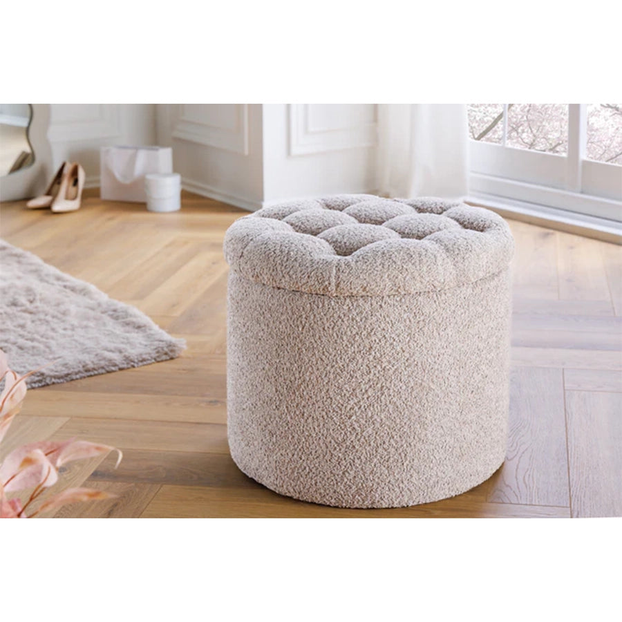 Taburet bej champagne boucle 50 Storage