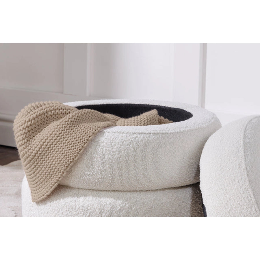 Taburet crem din polester boucle Voque