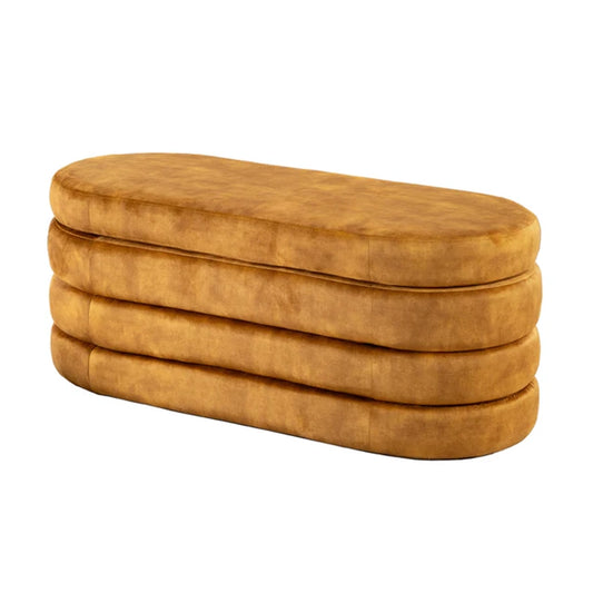 Taburet galben mustar cu spatiu de depozitare Voque