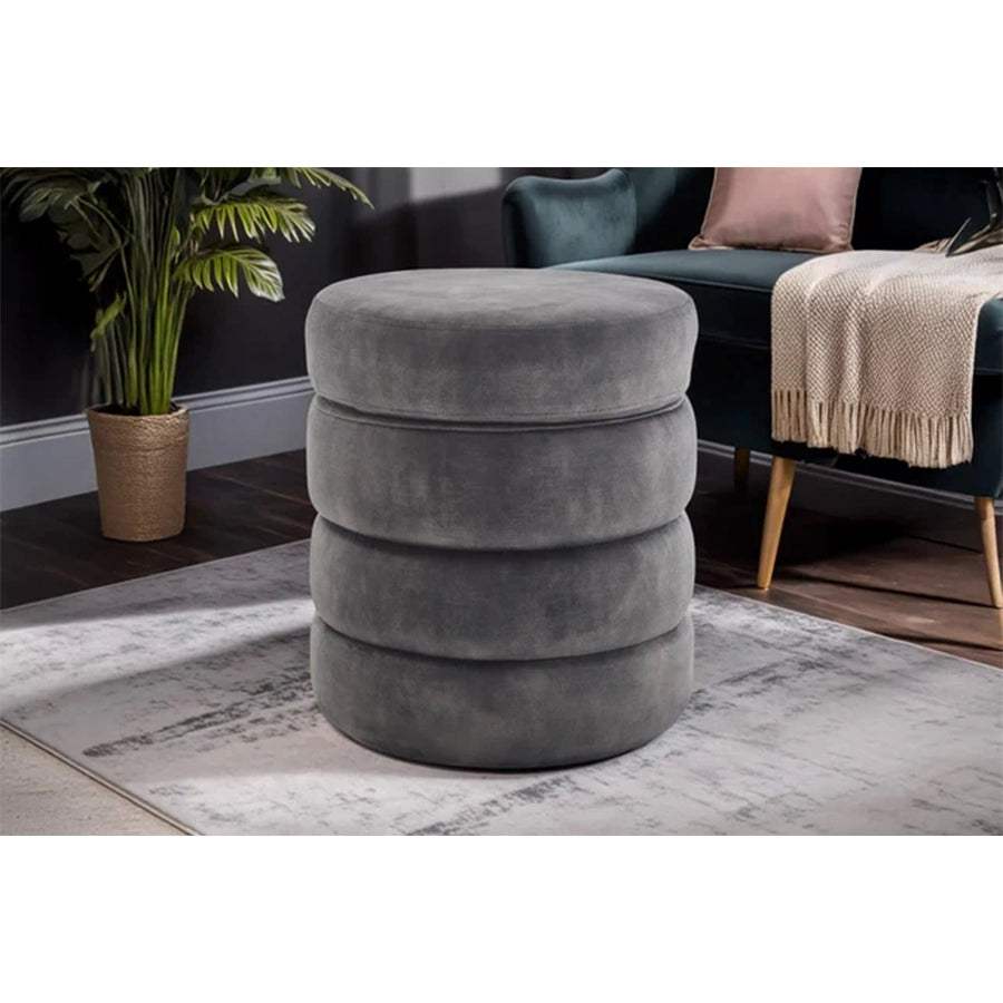 Taburet gri din catifea 50 cm Voque