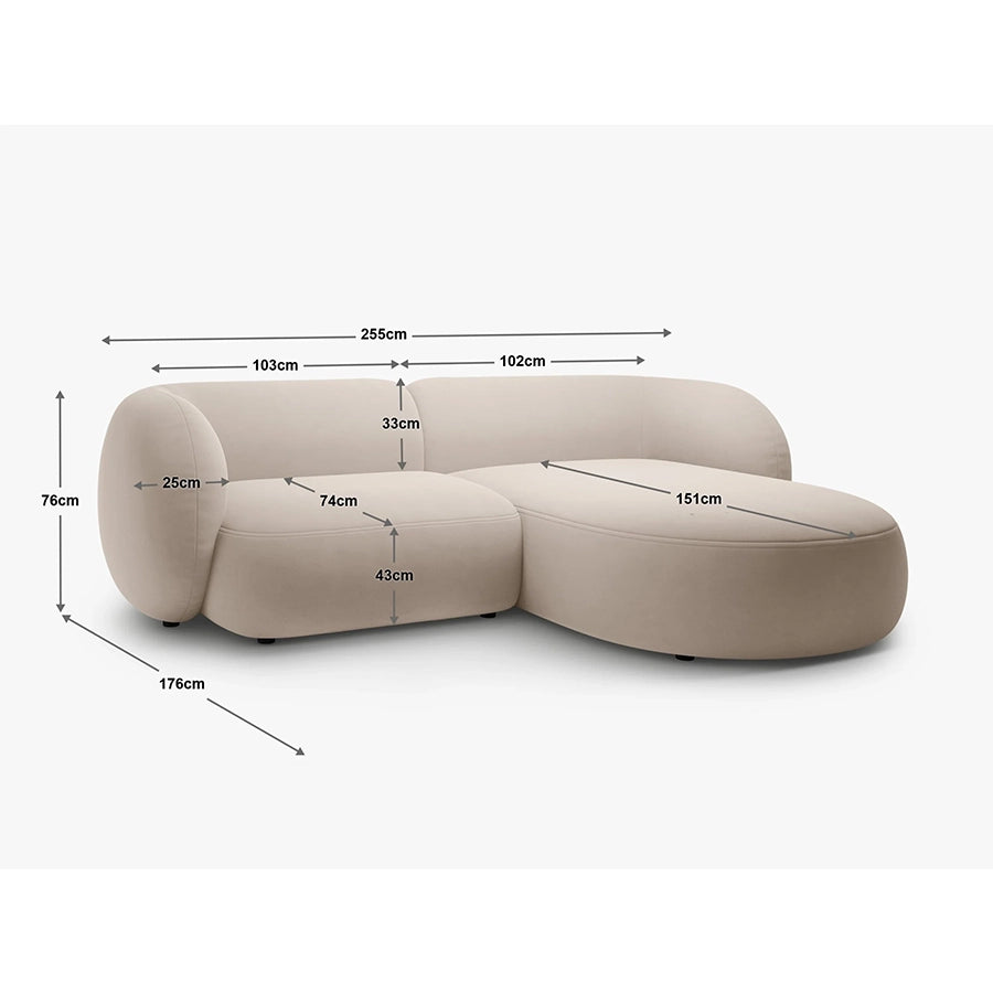 Canapea bej cu colt 255 cm Boucle Kate Right